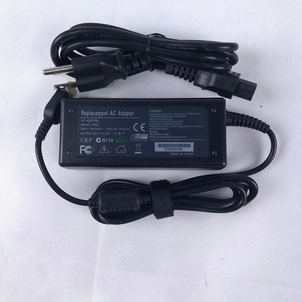 FCC 65W 20V 3.25A Laptop Charger AC Adapter USB Square Tip for Lenovo